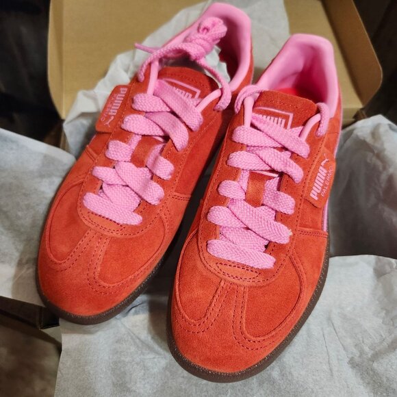 Puma Women's Size 7 Retro Style Lace Up Palermo Sneakers Fierce Red-Poison Pink - Picture 4 of 7
